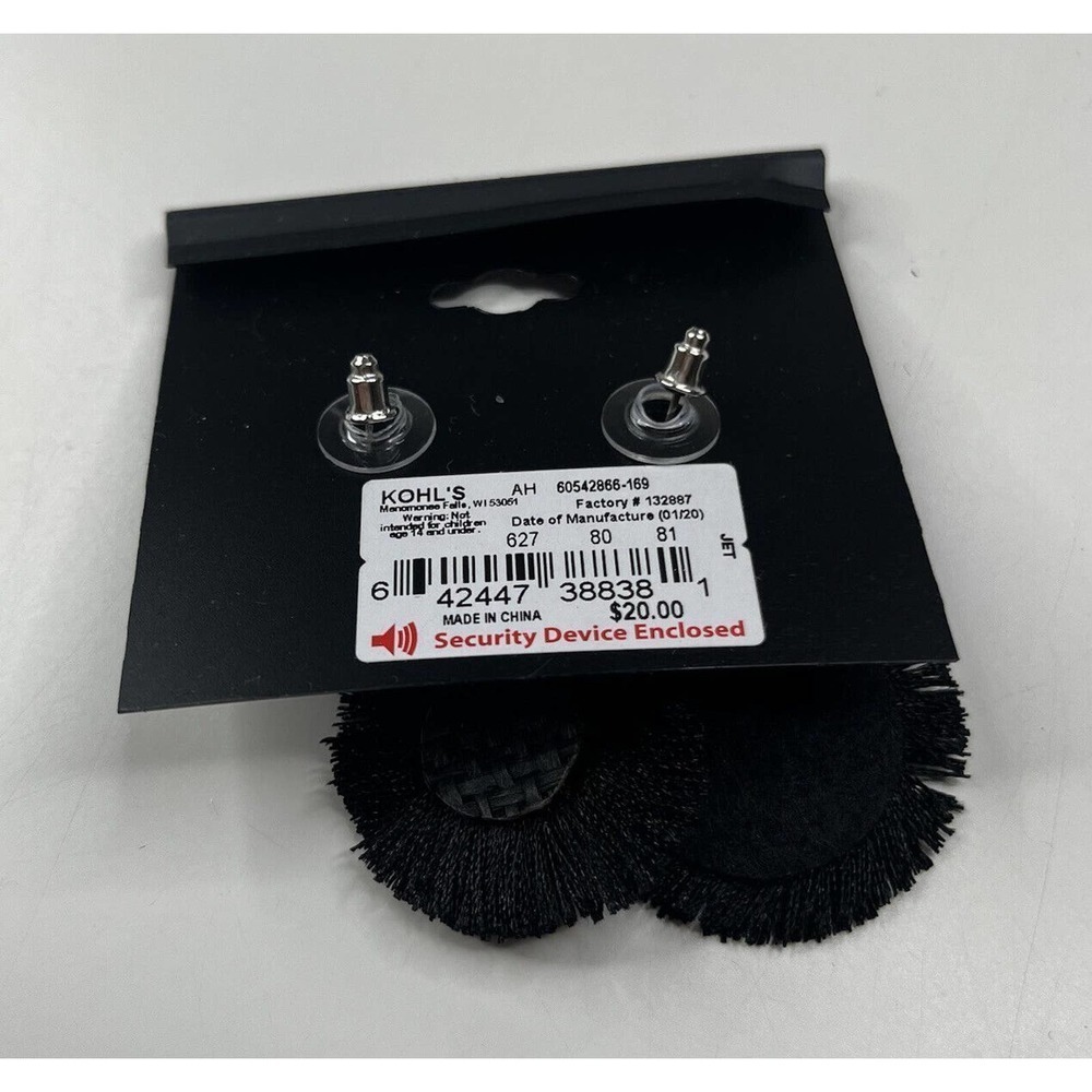 NEW Simply Vera Wang Black Frayed Drop Earrings with Defect - Picture 5 of 6